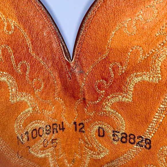 SOLD LUCCHESE 1883 Lizard Exotic Goat Leather Brown Cowboy Western Boots Mens 12 - Picture 7 of 9